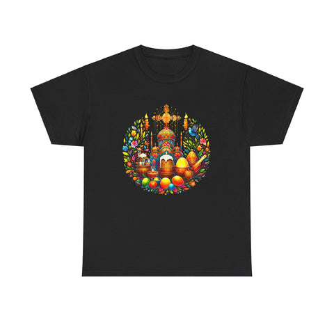 Happy Easter Jesus He Has Risen Orthodox Christian Easter Mens Tshirts for Men Big and Tall