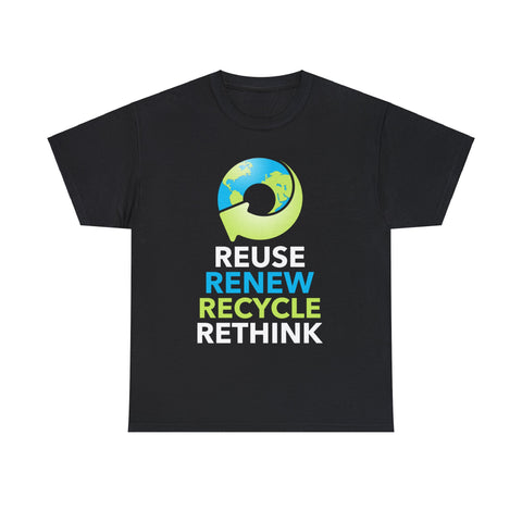 Earth Day Environmental Symbol Reuse Renew Rethink Environment Shirts for Men Plus Size Big and Tall