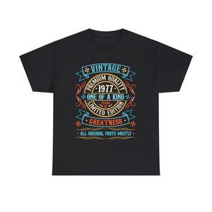 Vintage 1977 T Shirts for Men Retro Funny 1977 Birthday Big and Tall Shirts for Men Plus Size