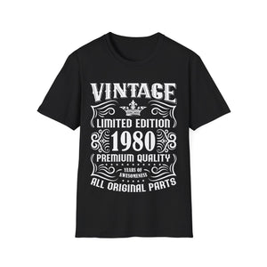 Vintage 1980 TShirt Men Limited Edition BDay 1980 Birthday Shirts for Men