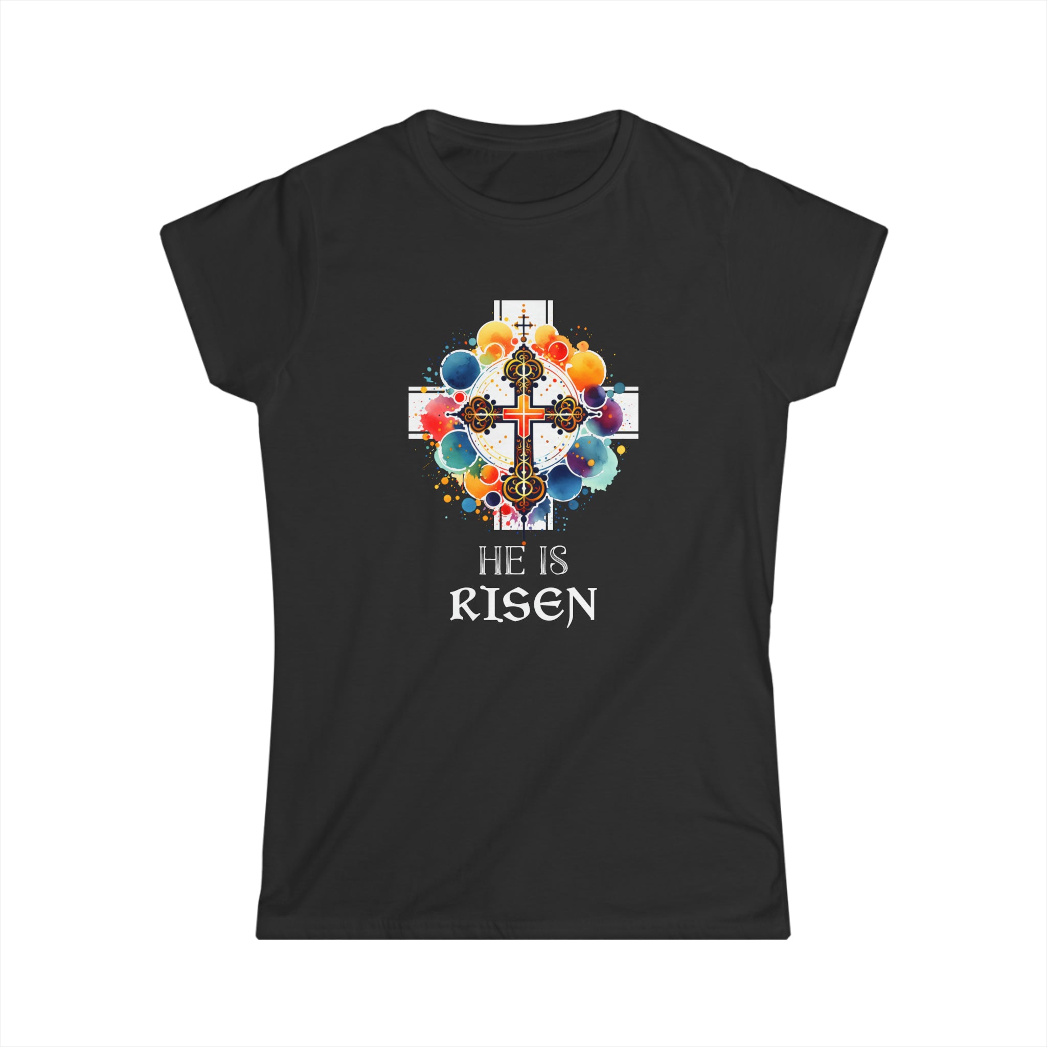 He Is Risen Cross Jesus Religious Easter Orthodox Christians Womens Shirts