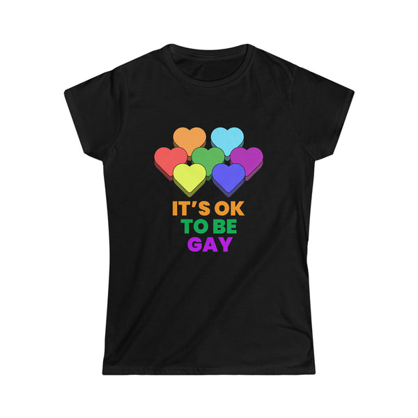 It's OK to Be Gay Pride Month Pride Day Rainbow Lesbian Gay Shirts for Women