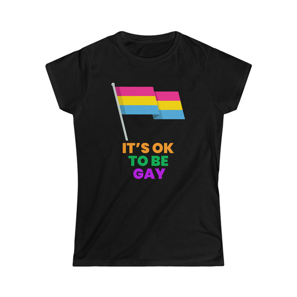 It's OK to Be Gay LGBTQ Flag Lesbian Gay Pride Month Rainbow Shirts for Women