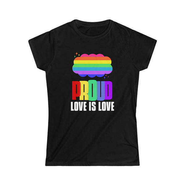 Proud LGBT Shirt Love is Love Shirt Rainbow Flag Gay Lesbian Shirts for Women