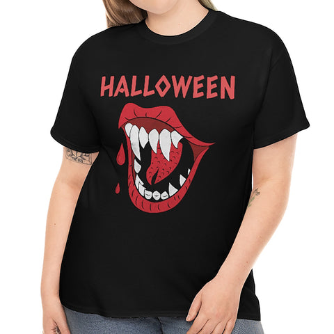 Halloween Smile Halloween T Shirts for Women Plus Size 1X 2X 3X 4X 5X Scary Halloween Costumes for Plus Size Women