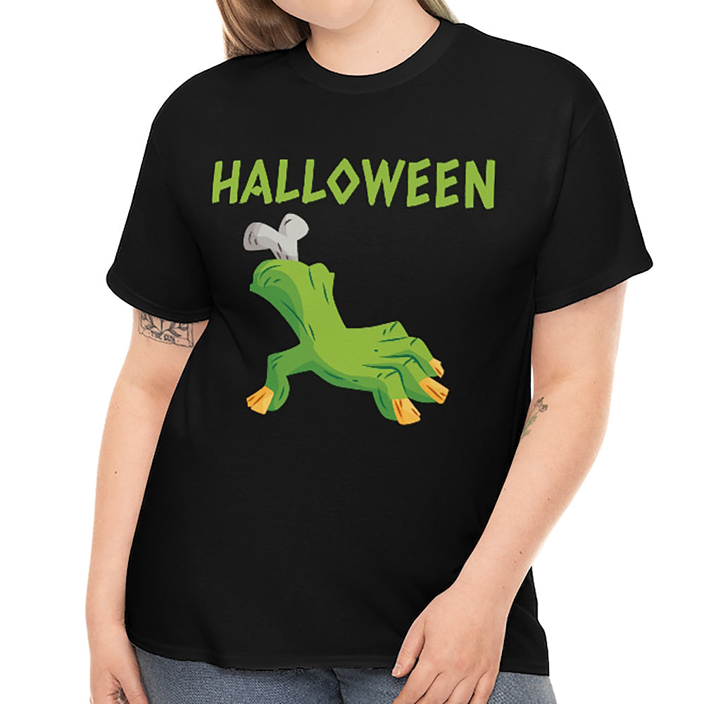 Green Hand Halloween Tshirts Women Plus Size 1X 2X 3X 4X 5X Funny Hand Plus Size Halloween Costumes for Women