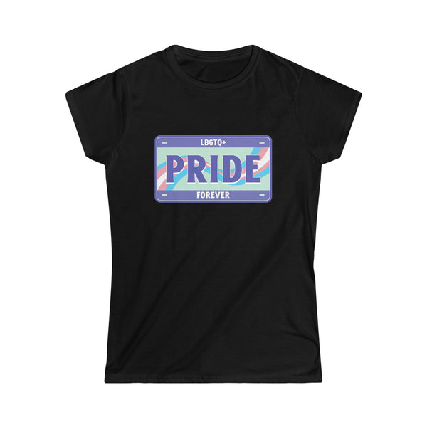 LGBTQ+ Forever License Plate LGBT Rainbow Flag Gay Pride Shirts for Women