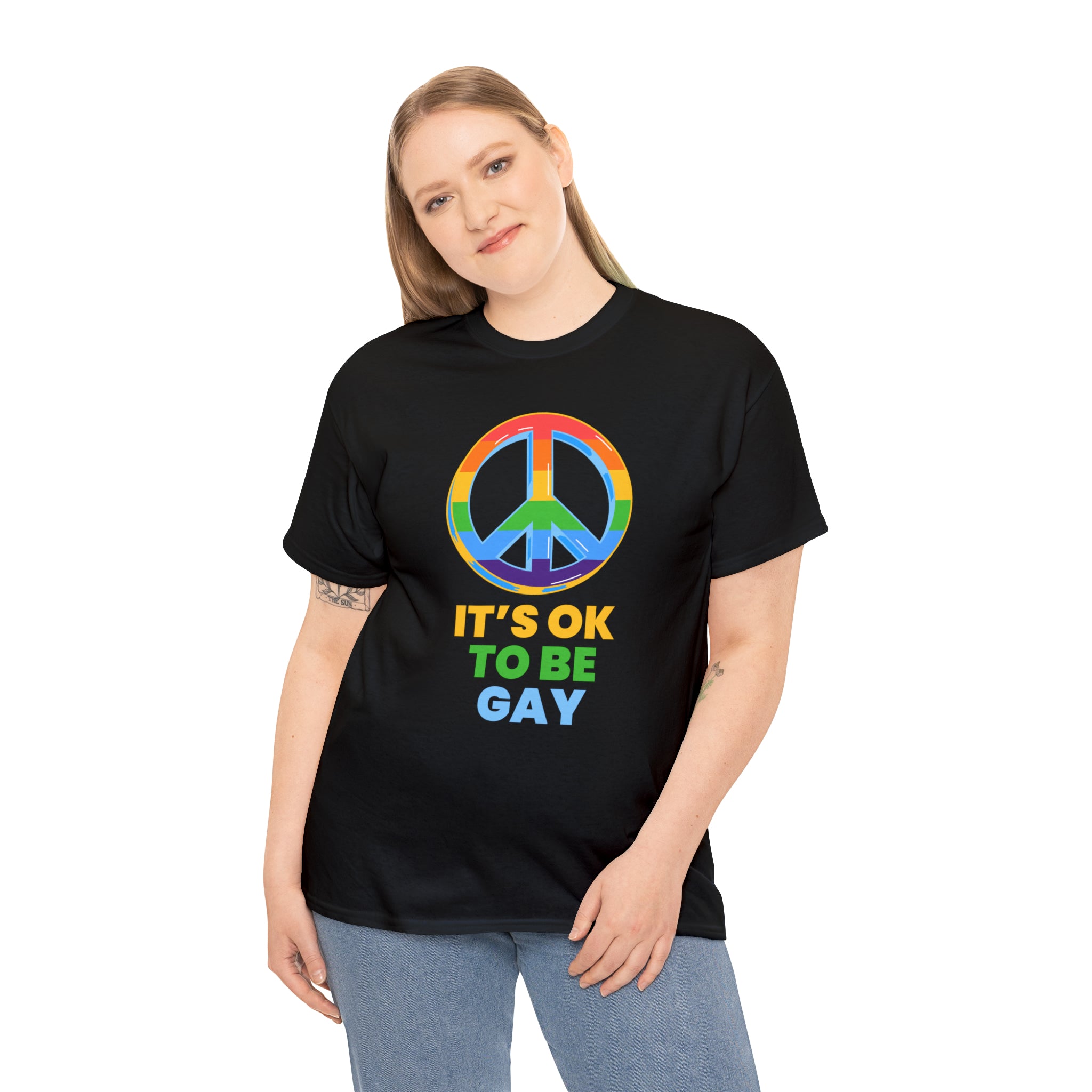 It's OK to Be Gay Pride Ally LGBT Pride Rainbow Lesbian Gay Plus Size Tops for Women