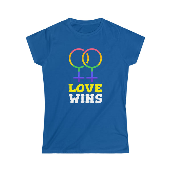 Love Wins LGBTQ Pride Rainbow Flag Gay Lesbian Pride Ally Womens T Shirts