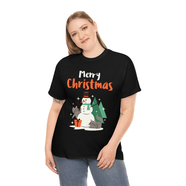 Cute Snowman Friends Christmas T Shirts for Women Plus Size Christmas Shirts Womens Funny Christmas Shirt