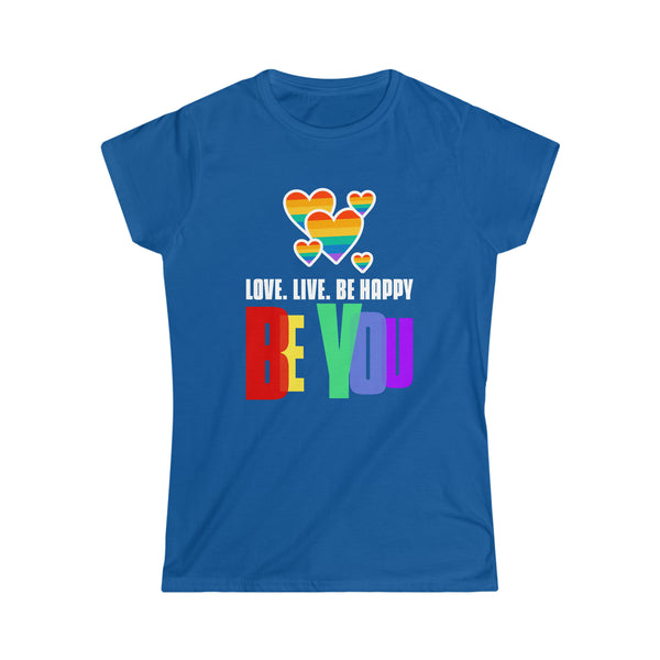 Be You LGBT Flag Gay Pride Month Lesbian Transgender Rainbow Shirts for Women