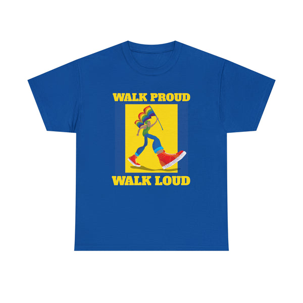 Walk Proud Walk Loud Pride Day Parade Shirt Gay Pride LGBTQ Plus Size Tops for Women