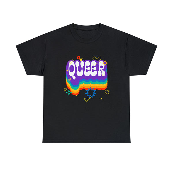 Queer Tshirt Gay LGBTQ Flag Lesbian Gay Pride Month Rainbow Womens Plus Size Tops