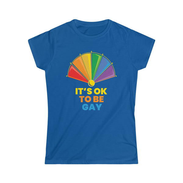 It's OK to Be Gay LGBTQ Flag Gay Lesbian Pride Month Rainbow Women Tops