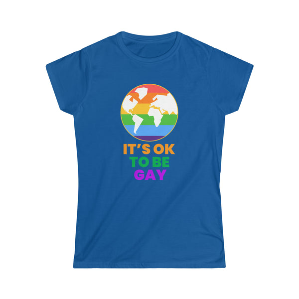 It's OK to Be Gay Pride Shirt Rainbow Flag Gay Lesbian Pride Womens T Shirts