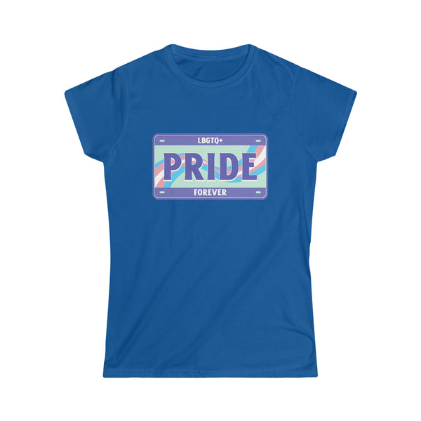 LGBTQ+ Forever License Plate LGBT Rainbow Flag Gay Pride Shirts for Women