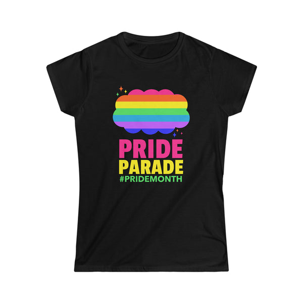 Pride Parade LGBTQ Pride Rainbow Flag Lesbian Gay Pride Ally Womens T Shirts