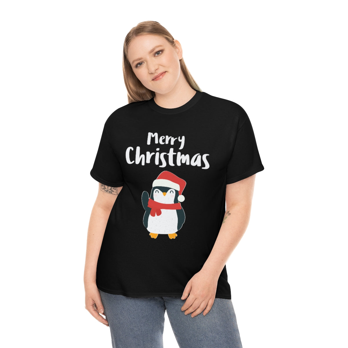 Santa Penguin Plus Size Christmas Shirts for Women Plus Size Funny Christmas T Shirts for Women Plus Size