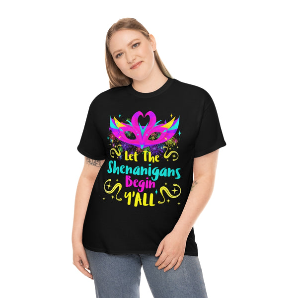 Funny Mardi Gras Shirts for Women Plus Size Let The Shenanigans Begin Yall Cute Mardi Gras Outfit for Women