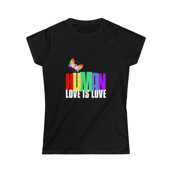 Human Shirt LGBTQ Pride Rainbow Flag Lesbian Gay Pride Ally Womens Shirts