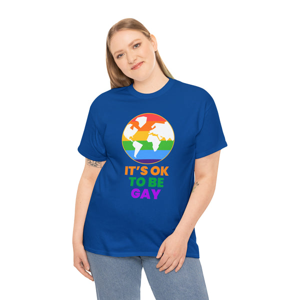 It's OK to Be Gay Pride Shirt Rainbow Flag Gay Lesbian Pride Womens Plus Size Tops