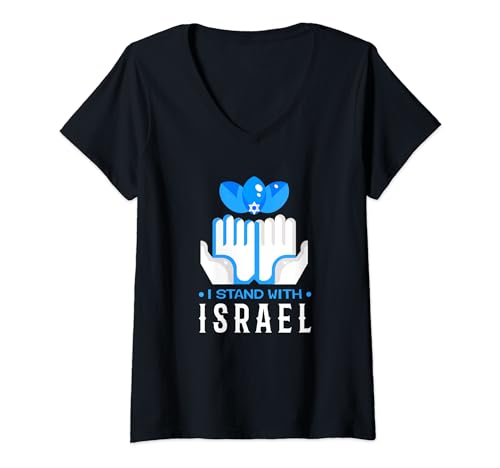 I Stand With Israel Jewish T-Shirt Israeli Flag Jewish V-Neck T-Shirt