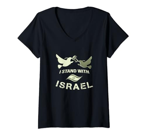 I Stand With Israel Jewish T-Shirt Israeli Flag Jewish V-Neck T-Shirt