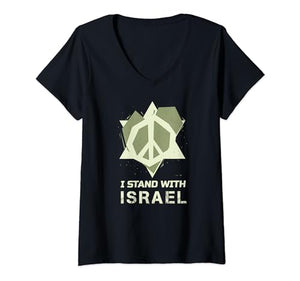 I Stand With Israel Jewish T-Shirt Israeli Flag Jewish V-Neck T-Shirt