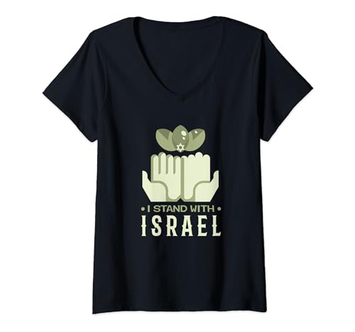 I Stand With Israel Jewish T-Shirt Israeli Flag Jewish V-Neck T-Shirt