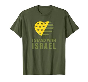 I Stand With Israel Patriotic T Shirt USA and Israel Flag T-Shirt