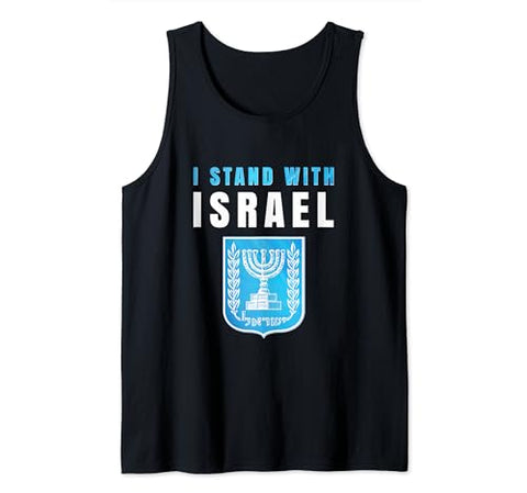I Stand With Israel Jewish T-Shirt Israeli Flag Jewish Tank Top