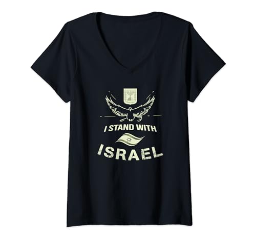 I Stand With Israel Jewish T-Shirt Israeli Flag Jewish V-Neck T-Shirt