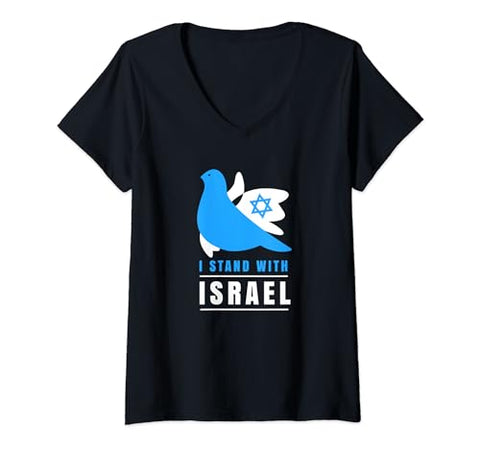I Stand With Israel Jewish T-Shirt Israeli Flag Jewish V-Neck T-Shirt