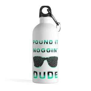 Perfect Dude Water Bottle - Pound It Noggin Water Bottle Gift + Carabiner & Key Chain Ring - 14 oz