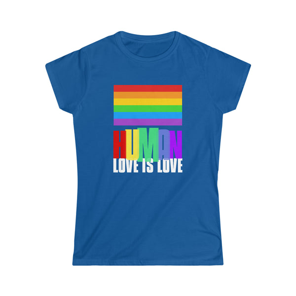 Human LGBT Rainbow Flag Lesbian Gay Pride Ally Shirts for Women