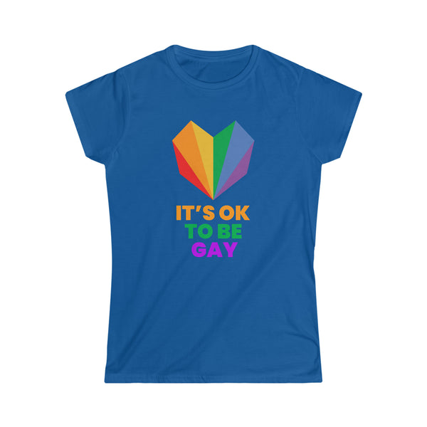 It's OK to Be Gay LGBT Flag Gay Lesbian Pride Month Rainbow Women Tops