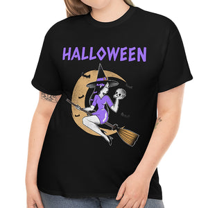 Sexy Witch Shirt Halloween Shirts Women Plus Size Cute Witch Halloween Costumes for Plus Size Women