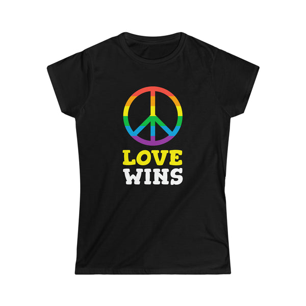 Love Wins LGBT Pride Rainbow Flag Gay Lesbian Pride Ally Shirts for Women