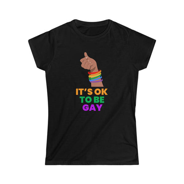 It's OK to Be Gay Shirt LGBTQ Be Gay Pride LGBT Rainbow Flag Women Tops