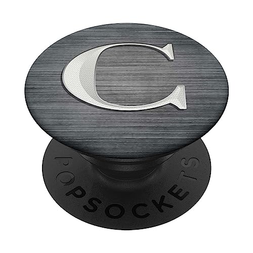 Monogram Initial Letter C Pop Socket Brushed Steel Letter C PopSockets Standard PopGrip