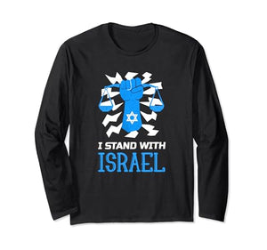 I Stand With Israel Jewish T-Shirt Israeli Flag Jewish Long Sleeve T-Shirt