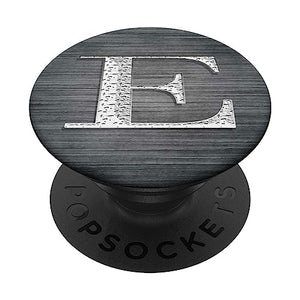 Monogram Initial Letter E Pop Socket Brushed Steel Letter E PopSockets Standard PopGrip