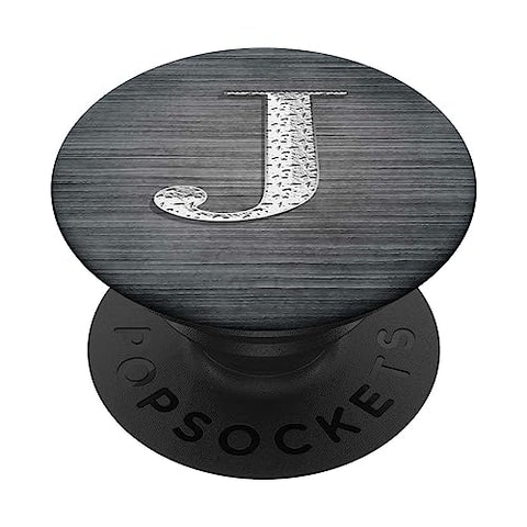 Monogram Initial Letter J Pop Socket Brushed Steel Letter J PopSockets Standard PopGrip