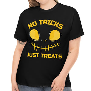 No Tricks Just Treats Plus Size Halloween Shirts for Women Pumpkin Halloween Costumes for Plus Size Women