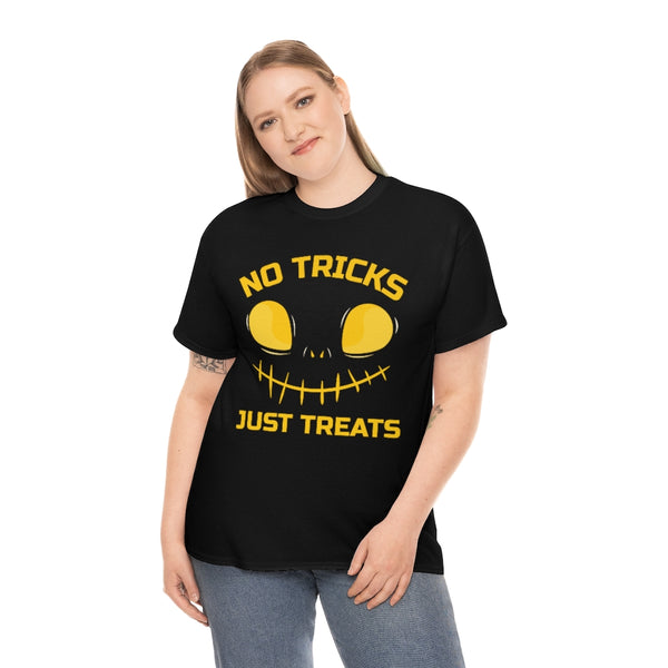 No Tricks Just Treats Plus Size Halloween Shirts for Women Pumpkin Halloween Costumes for Plus Size Women