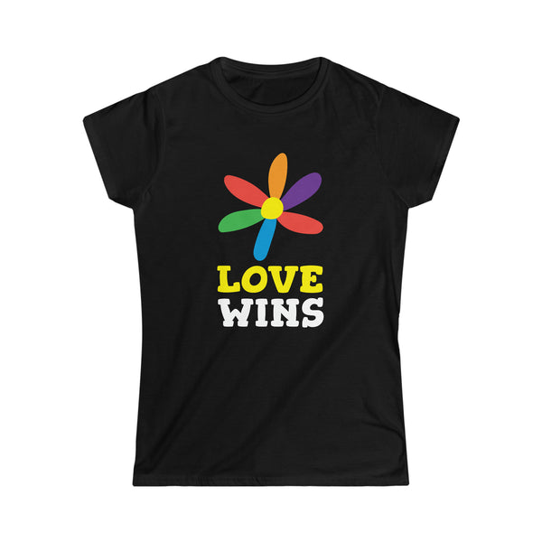 Love Wins LGBT Pride Rainbow Flag Lesbian Gay Pride Ally Women Tops