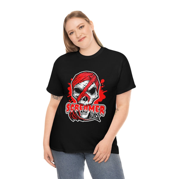 Screamer Halloween Shirts for Women Plus Size 1X 2X 3X 4X 5X Evil Skeleton Halloween Costumes for Plus Size Women