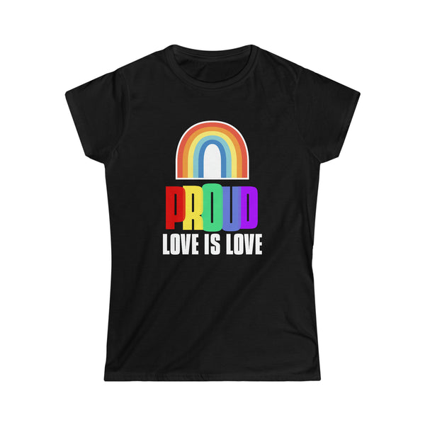 Proud LGBT Shirt Love is Love Shirt LGBT Pride Rainbow Flag Womens T Shirts