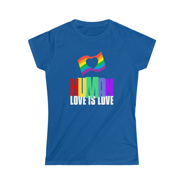 Human LGBTQ+ Pride Rainbow Flag Lesbian Gay Pride Ally Shirts for Women