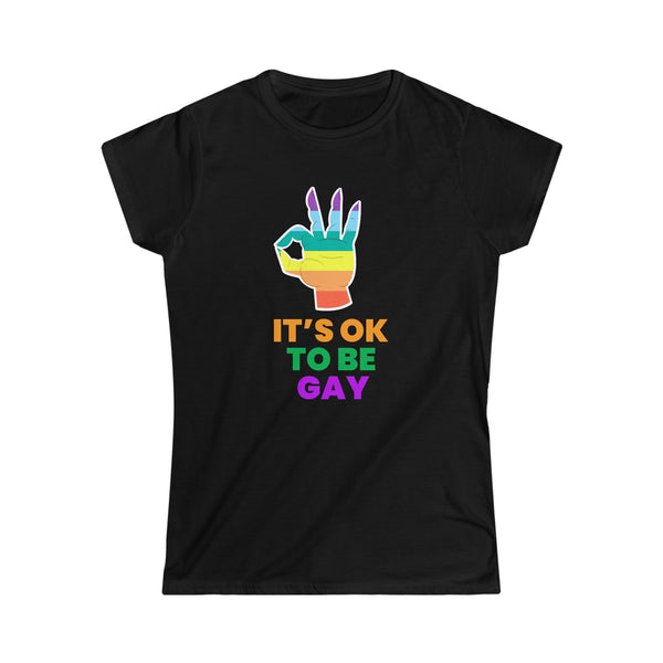 It's OK to Be Gay LGBTQ Queer Pride Day Rainbow Lesbian Gay Women Tops